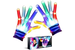 Hapikids LED Flash Gloves, Toys for 6 7 8 Year Old Boy Girl Gift for 5-10 Year Olds Boys Toys Age 6-10 Light up Gloves Kids Toys for 5 6 7 8 9 Year Old Halloween Gifts Xmas Stocking Fillers (M)