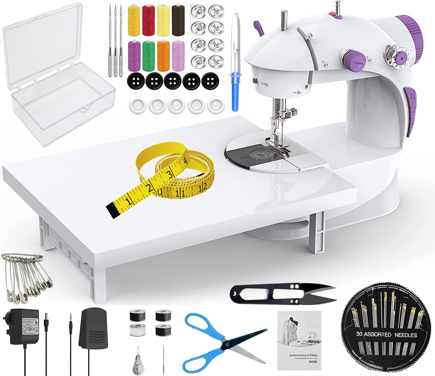 Vivir Sewing Machine For Home Tailoring With Extension Board, Foot Pedal, Adapter And Sewing Kit, White