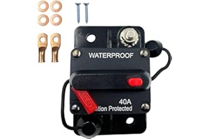 SPTSSWET Car Circuit Breaker 12V-48V Car Audio Waterproof Protection Switchable Power Reset Inline Fuse Thermal for Car Boat Audio Solar Inverter System Protection Heavy Truck Marin RV Troller (40A)