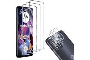 HidWee Cristal Templado Compatible con Motorola Moto G54 5G, 3 Piezas Protector de Pantalla + 3 Piezas Protector de Lente Cámara, 9H Dureza Sin Burbujas Cristal Templado & Protector de Cámara
