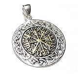 Pendentif de chaîne en argent sterling 925 % massif travaillé avec surface en partie dorée. Cadeau unisexe.