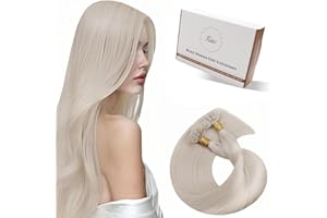 Hetto Bonding Extensions Echthaar Platinblond 50 Stück 1g/Stück – Sicherer Halt, Präzise Strähnen, Zum Erhitzen, Für Trendbewusste Frauen, Perfekt für Alltag, Für kurze Haare 35cm #60