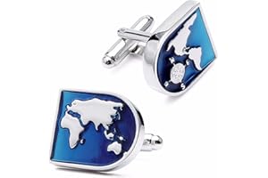 ODETOJOY 1 par de gemelos de mapa del mundo para hombre, diseño moderno de globo terráqueo de la tierra para hombre, con elegante bolsa de regalo