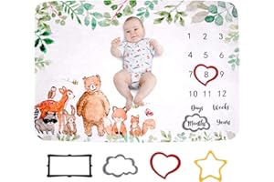 MXTIMWAN Coperta Mesi Neonato Femmina Maschio Tappeto per Foto Telo Regalo Baby Shower Unisex per Neomamme Copertina, 130X100cm