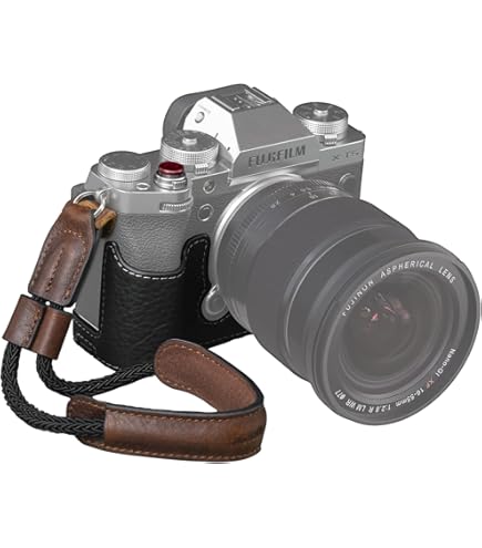 MegaGear Ever Ready cameratas van echt leer, compatibel met Fujifilm X-T5 (16-80 mm) (bruin