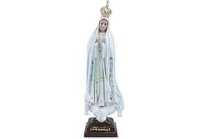 Proposte Religiose Estatua de la Virgen de Fátima de resina pintada a mano con ojos de cristal. Altura 27 cm