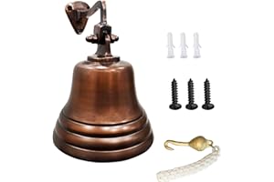 ARSUK Schiffsglocke 5 Zoll - Wandglocke aus Aluminium mit Seil - Laut & Klar - Vintage Glocke zum Aufhängen für Tür, Garten, Boot, Spielhaus oder Bar - Maritime Deko