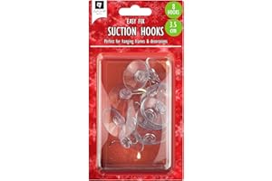 AKH® Clear Suction Hooks | Pack of 8 | 3.5cm Rubber Sucker Pads with Metal Hook | Strong Hanging Hook for Christmas Hanging Decorations Signs Mirror Glass Kitchen Bathroom Wall Festivals Decoration
