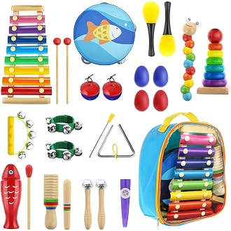 Ensemble Instruments Musique Enfants GUHAOOL - 34 Pièces En Bois Avec Xylophone - Jouet éducatif 1+ An