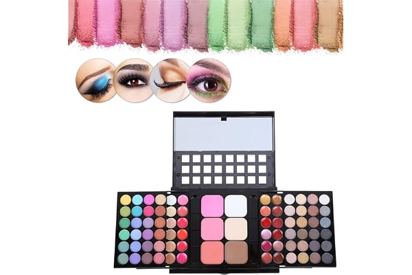 Palette Fard À Paupière Maquillage Yeux, Kit Maquillage Femme 78 Couleurs, Palette de Maquillage Femme, Coffret Maquillage avec Rouge à Lèvre, Pinceaux, Bâton Contour, Correcteur, Fard à Joues