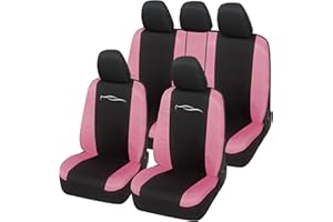 Rebeca Shop Coprisedili auto universali Made in Italy - Racing - schienali posteriori con 2 zip - airbag compatibili in vari colori (Nero/Rosa)