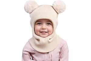 AYPOW Cappello Passamontagna Invernale Caldo per Bambini da 0.5 a 6 Anni, Set Berretto Sciarpa Maglia Termica Antivento Multifunzione per Bambine Bambini Neonati, Cappuccio Berretti Sciarpa Cappuccio