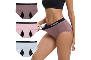 Innersy Majtki menstruacyjne dla kobiet, średniej wielkości, można prać, majtki menstruacyjne, lekki przepływ, zestaw 3 szt