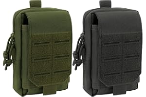 ROEOWENE 2pcs Pochette Tactique Molle Poche Molle Tactique Sacoche Ceinture Homme Pochette Ceinture EDC Pochette Molle Téléphone Sacoche Tactique Militaire Sac Tactique Ceinture pour Sport-Noir+Vert