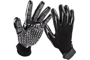 Bestbuy Pet Grooming Gloves - Improved Five Finger Design Rubber Glove Gentle Deshedding Brushes for Cats, Dogs and Horses (Black)