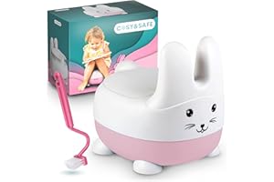 Pot Toilette Lapin Mignon Bébé Pratique et Décoratif pour Apprendre à Aller aux Toilettes de Couleur Rose - Fournis avec une petite brosse