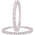 Ratnavali Jewels Silver Plated White American Diamond CZ Stylish Latest Chudi Bangles Set for Women/Girls