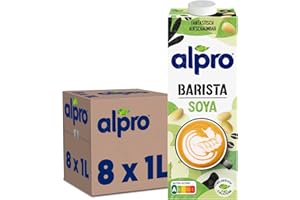 ‎ALPRO Alpro Barista Sojadrink – Zum Aufschäumen – Vegan und milchfrei – Von Natur aus laktosefrei – Reich an Proteinen – Enthält Calcium und Vitamine – 8 x 1 L – Haltbar