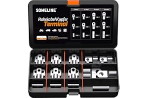 SOMELINE Kits de cosses de câble tubulaires série T - Cosses de câble à anneau - Cosses de câble - Cosse de câble de batterie -Convient comme connecteurs de fils automobiles - 6-25 mm²
