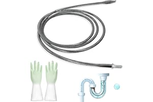 DELAESI Rohrreinigungsspirale Abflussreiniger 10mm x 4 m Spirale Abfluss Rohrreinigung mit Bohraufsatz und Handschuhe Universal Spirale Abflussspirale für Hartnäckige Verstopfungen