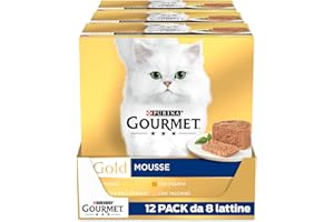 GOURMET Gold - Cibo Umido Gatto Adulto, Mousse con Pesce dell'Oceano, Fegato, Tacchino, Manzo. 96 Lattine da 85 g