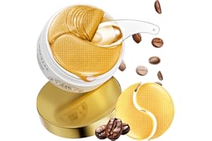 BREYLEE 24K Gold Eye Masks - 60 Pcs, Retinol & Caffeine Under Eye Patches for Reduce Fine Lines & Wrinkles, Puffy Eyes and Dark Circles Treatments, Improve and Firm Eye Skin