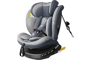 Reecle I-Size 360 Girevole Seggiolino Auto con ISOFIX, 40-150cm(Gruppo 0 + 1/2/3, 0-36 kg), ca. 0-12 anni (Grigio)