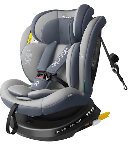 Kinderkraft I-GROW Siège Auto Évolutif 40-150 Cm - Groupe 0/1/2/3, Isofix, 360° Pivotant, Dès La Naissance Jusqu'à 12 Ans, Gris