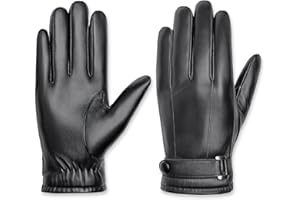 LUFFLOK Guanti Uomo Neri in Pelle Sintetica, Guanti Invernali Uomo in Pelle, Guanti Termici con Touchscreen, Guanti da Esterno con Fodera Termica, Guanti da Guida per Uomo e Donna (Nero)