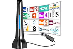 DTB TECH Antenna tv da interno, antenne tv intérieur puissante, antenna TV portatile con potente base magnetica