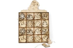 COM-FOUR® 48-czesciowy zestaw drewnianych zawieszek do dekoracji choinki - Ozdoby do dekoracji choinki - Ozdoby choinkowe (Swiety Mikolaj)