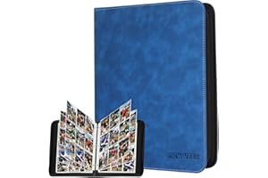 MewVeer Album Cartas, 9 Bolsillos Álbum de Carta Capacidad para 900 Cartas, Álbum de Tarjetas de Béisbol de Calidad y Duradero con Cremallera, Card Binder para Tarjetas YGO/MTG/TCG, Azul Zafiro