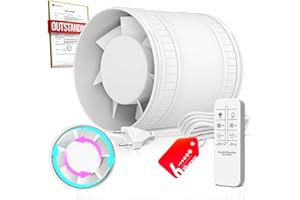 BUMSOU 100mm Extractor de Aire en Línea Bidireccional, 6 Velocidades, Mando a Distancia – Ventilador de Conducto Silencioso Potente con Protección contra Sobrecalentamiento, Extractor de Baño Aseo
