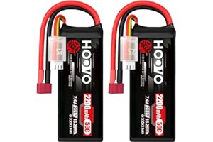 HOOVO 2S Lipo Battery 7.4 V 2200 mAh 50C SoftCase Lipo Battery with Deans T Plug RC Battery for RC Car Truck Heli Plane Rock Crawler Airplane Helicopter Rc Car Truck Boat Hobby (2 packs)