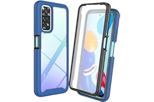 ILING Funda para Xiaomi Redmi Note 11S 4G/Redmi Note 11 4G, 360° Protección Transparente Antigolpes Ultradelgado Carcasa, Rugerizada Estuche con Protector de Pantalla Incorporado(Azul Oscuro)