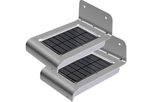 LEAFY CREATIONS 2 Pack Aluminium Bright Solar PIR Security Lights Outdoor Motion Sensor Wall Gutter Doorway Light 3 Mode with Dim Standby High When Activated Feature Waterproof to IP65