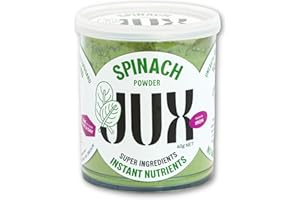 JUX Freeze-Dried Spinach | 100% Natural & Nutrient-Rich | Rehydrates Instantly for Smoothies, Sauces, Stews, and Soups | Long Shelf Life | Equals 1kg Fresh Spinach | No Additives, Vegan (40g)