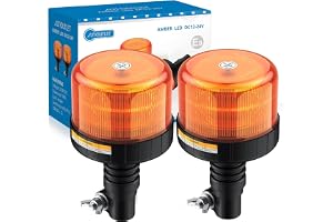 AUTOUTLET 2 st roterande LED-blixtljus orange varningsramp led-blixtljus 12 V-24 V 12 SMD LED 3 ljuslägen dammtät för brandbil ambulans etc