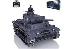 Wheelfun Heng Long RC German Panzer III L 1/16 7.0 Carro armato RTR aggiornato - Binari metallici, Torretta rotante 340, combattimento a infrarossi, barile in metallo, tiro BB, Airsoft, fumo inattivo