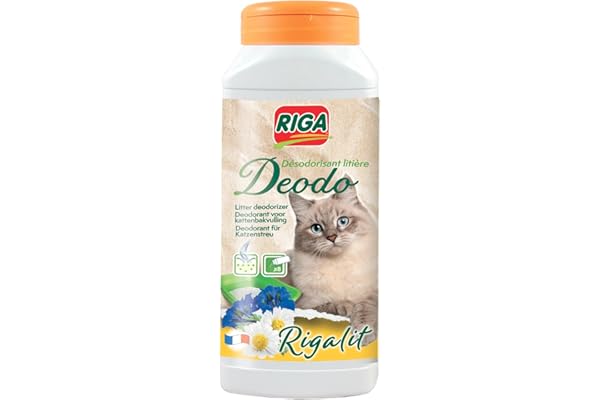 RIGA - Rigalit Déodo - Désodorisant Litière Chat - Parfum Floral - Neutralise Odeurs Et Bactéries - Prolonge Durée De La Litière - Rafraichit L'Atmosphère - 750g