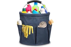 LES-THERESA Borsa per la Pulizia, Contenitori per Prodotti Pulizia, Contenitore Prodotti Pulizia, Cesto Porta Oggetti Pulizia con 6 Tasche, Ideale per Riporre Prodotti Pulizia e Attrezzi Giardinaggio