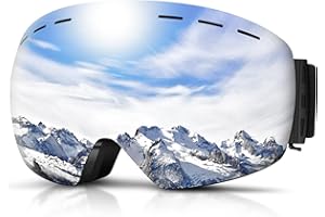 DADA-PRO Ski Goggles Mens Women Skiing Goggles Adults Over Glasses OTG Anti-fog Frameless for Snowboard Jet Snow, 100% UV Protection, Helmet Compatible