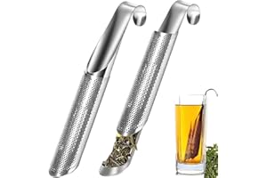 IMPODITIONGS 2 Piezas Infusor de Té de Acero Inoxidable, Colador de té de Malla de Mango Largo, Hoja de Té Colador de Té, Filtro de té de Hojas Sueltas, Infusor de Té Tubo, para Té Suelto