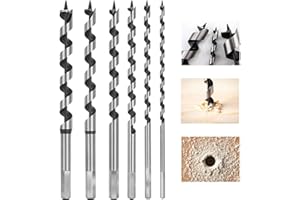 Flintronic 6 Piezas Brocas Helicoidales para Madera, 6/8/10/12/14/16 mm Brocas Largas de Madera Espiral, 230mm Longitud, Broca-s Helicoidales Taladro Hexagonal para Corcho y Made-ra Dura