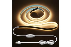 ‎ALITOVE ALITOVE COB LED Streifen 1M Warmweiß 3000K USB Dimmbar LED Strip 320LEDs/m 5V für TV LED Hintergrundbeleuchtung Hängeschrankunterbeleuchtung Schlafzimmer Heimdekoration