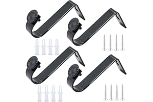 JINMINAMZ 4 supporti a soffitto per bastoni tende, supporto per bastoni tende, supporto per bastone per tende, colore nero, supporto da parete per bastoni per tende di diametro entro 22 mm