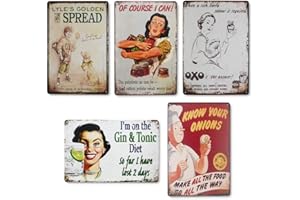 QUMENEY Lot de 5 plaques murales en métal vintage - en forme de plaque de peste, décoration murale unique pour la maison, un bar, un café, un restaurant, un pub (30 x 20 cm)