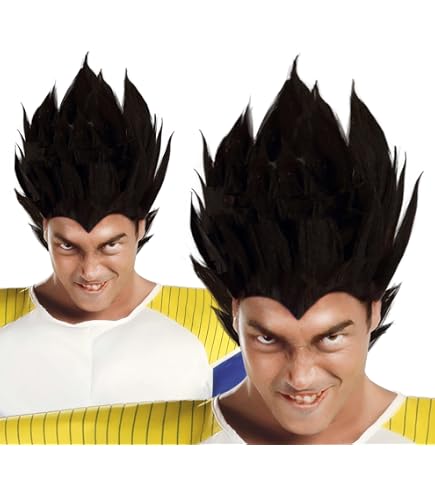 Perruque Noire Guerrier FIESTAS GUIRCA – Style Anime Cosplay – Taille Unique Unisexe – Parfaite Pour Halloween & Carnaval