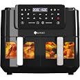 YASHE Friteuse Sans Huile Double Zone 9L – 8 Programmes Tactiles, Match Cook & Sync Finish – Cuisson Saine, Rapide & Économe (Noir)