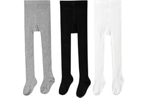 FLYISH DIRECT Collants Opaques Unis pour Fille, Collants de Jambe de Couleur Unie, Collants Enfant en Coton Doux et Chaud, Bas Collant Fille pour l'école et la Danse, 3 Paquets